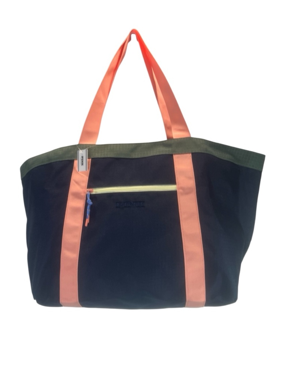 VICTORIA'S SECRET COLORBLOCK OVERSIZED WEEKENDER TRAVEL BEACH GYM TOTE BAG ZIP
